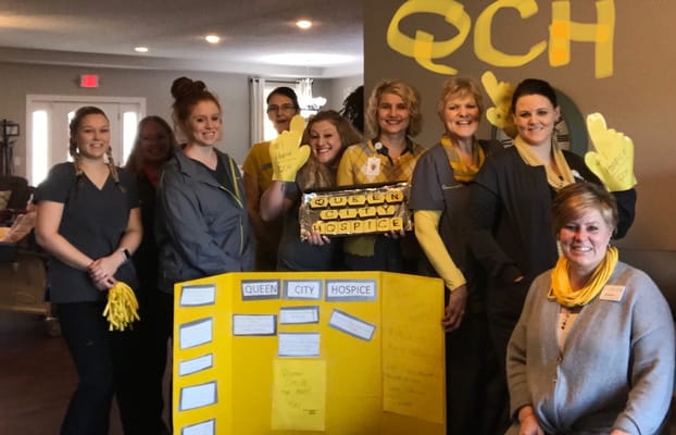 Staff members celebrating at Queen City Hospice