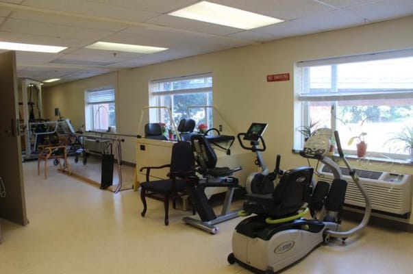 Interior view of the therapy room with exercise equipment