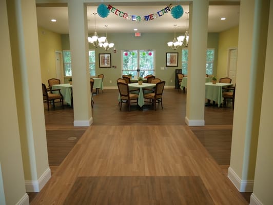View of dining area with tables and chairs