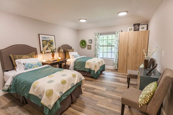 Bright and inviting resident bedroom setup