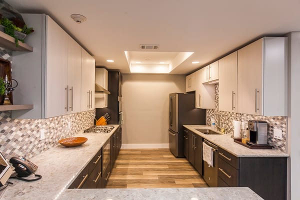 Modern kitchen interior with ample counter space