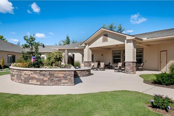 Outdoor garden area with comfortable seating