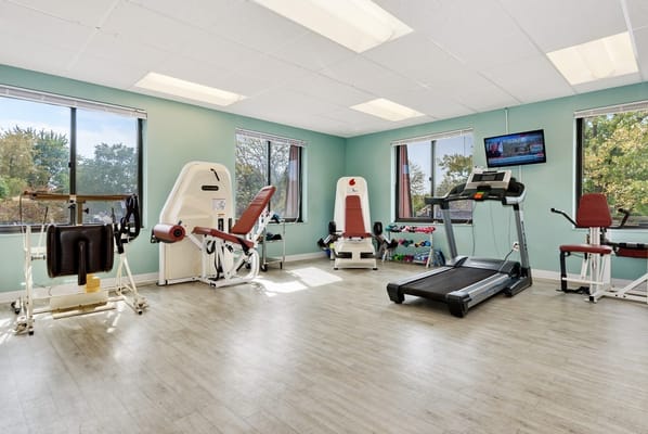 Interior view of a fitness room with exercise equipment
