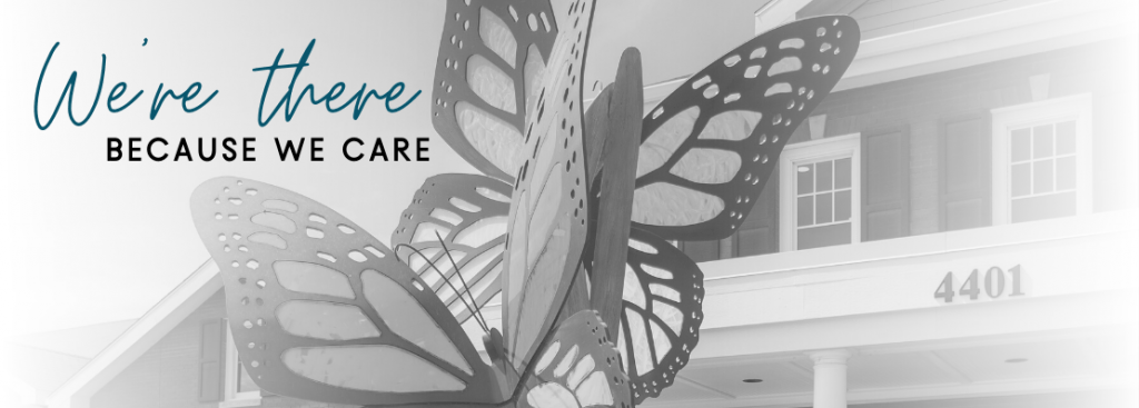 Butterfly sculpture in front of the facility