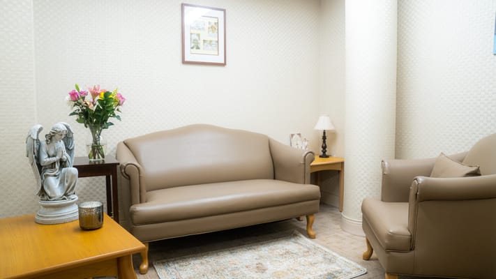 Cozy seating area with floral decor