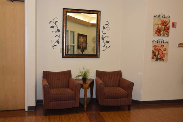 Comfortable seating area in a facility interior