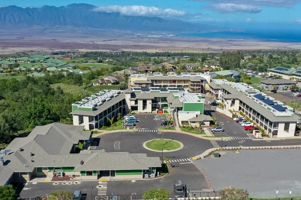 Aerial view of Hale Mahaolu Elima facility with surrounding landscape