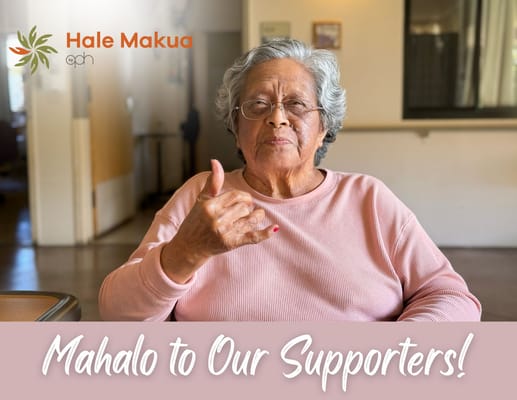 Resident expressing gratitude in a cozy interior setting