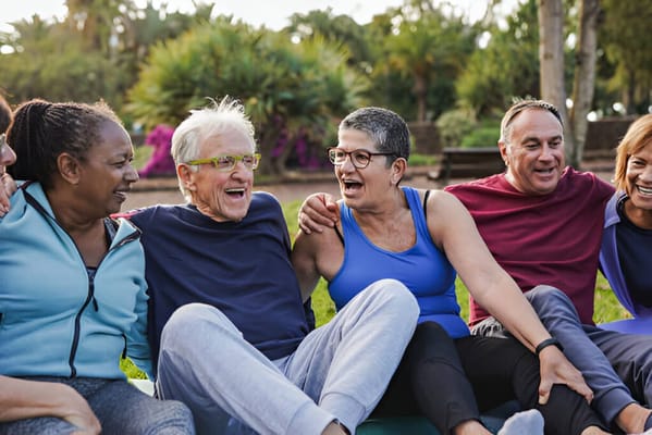 Residents engaged in a joyful outdoor activity