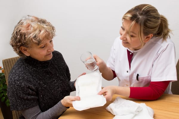 Caregiver assisting a resident with a glass of water