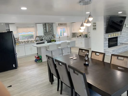 Interior view of a dining area with modern decor