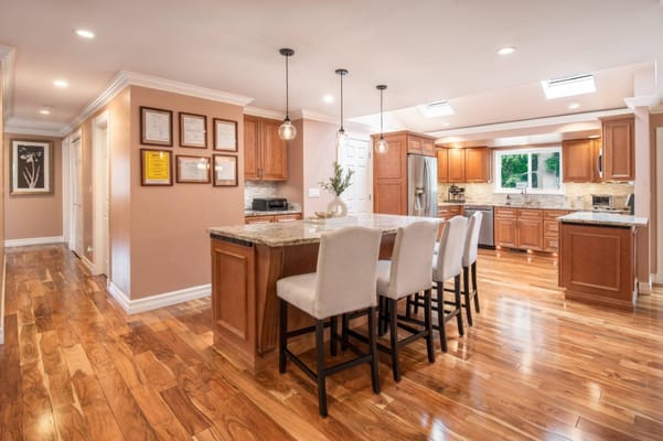 Well-lit interior of a modern kitchen area