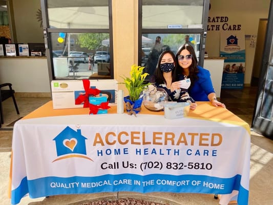 Staff members at the facility reception area