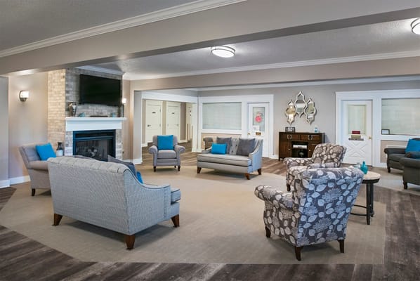 Bright and modern common area with stylish seating