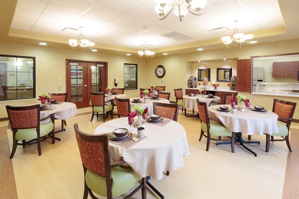 Bright and welcoming dining room setup
