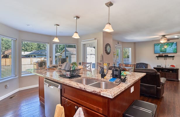 A well-lit kitchen in a care home setting