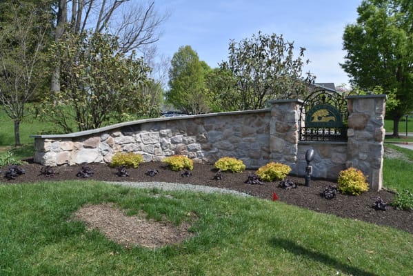 Stone wall and garden entrance at Beaumont At Bryn Mawr