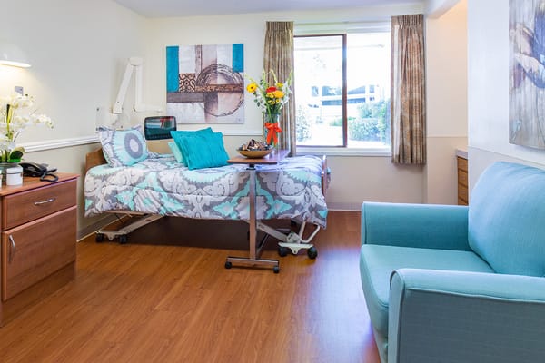 Bright, cozy interior of a resident's room