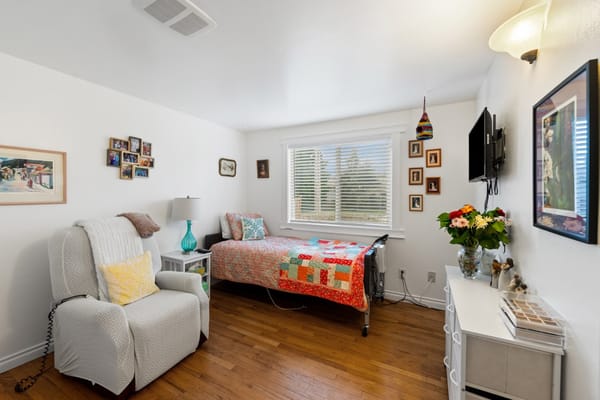 Well-furnished private room in assisted living facility