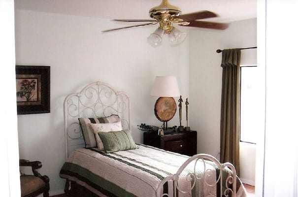 Cozy resident room with bed and decor