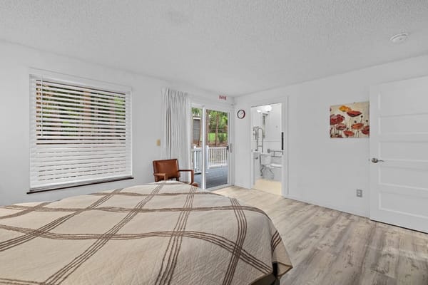 Well-furnished private room with access to outdoor space