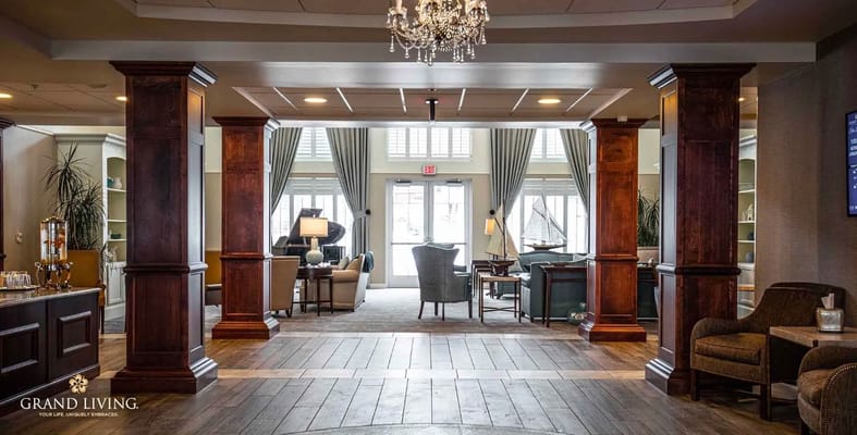 Interior view of the common area in a senior living facility
