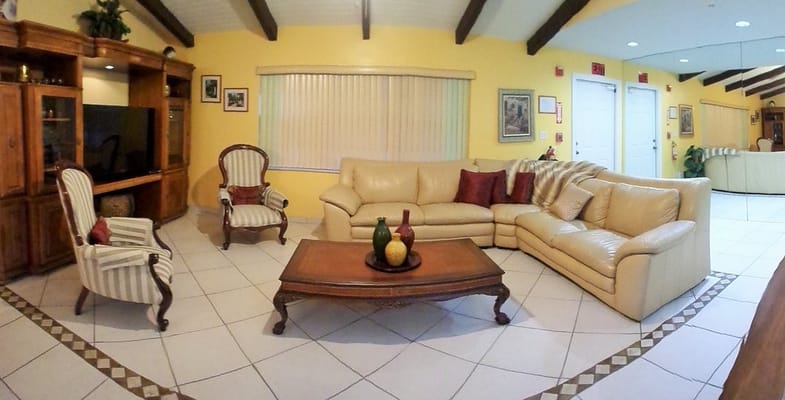 Interior view of a lounge area with seating