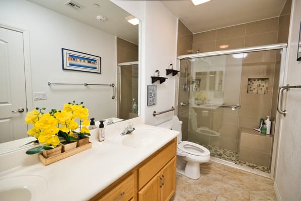 Well-appointed bathroom in a senior living facility
