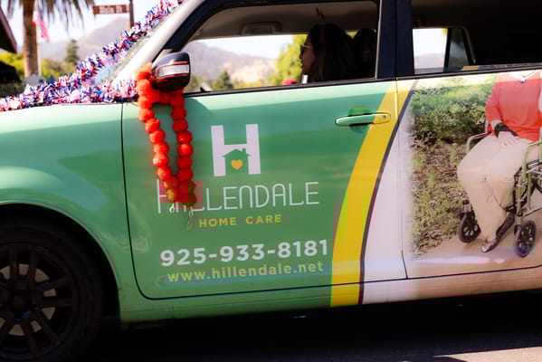 Company vehicle displaying the Hillendale Home Care logo