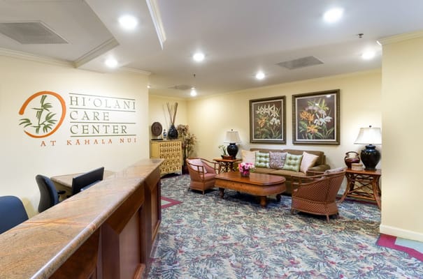 Warm lobby area of Hi'oluani Care Center