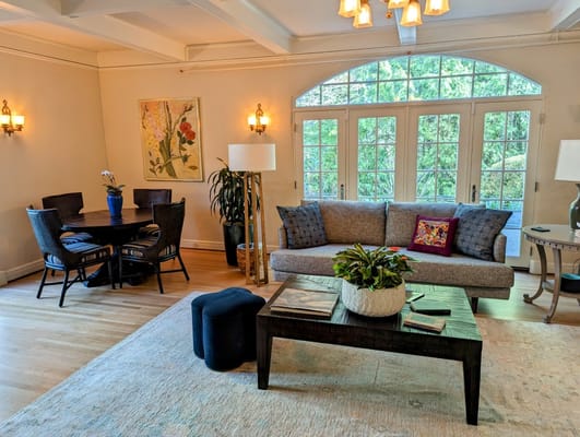 Cozy interior of a common area with seating