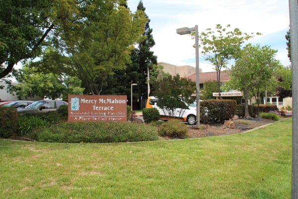 Exterior view of Mercy McMahon Terrace with landscaped area