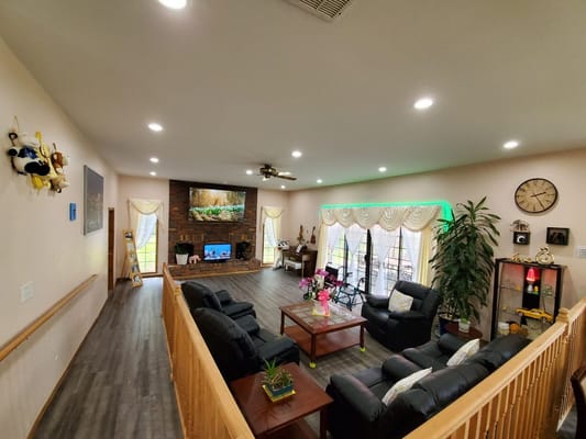 Bright common area with comfortable seating