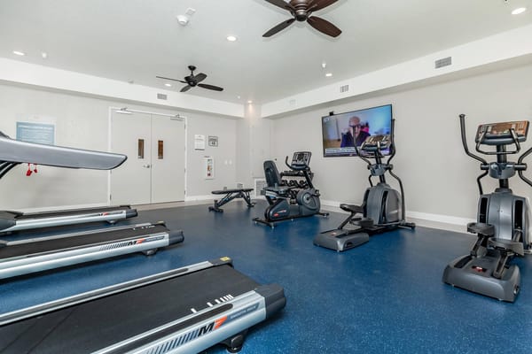 Modern fitness center with exercise equipment