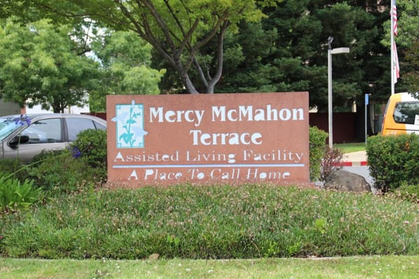 Sign for Mercy McMahon Terrace assisted living facility