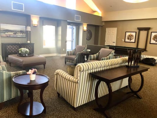 Bright common area with comfortable seating