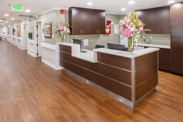 Reception area in a nursing home facility