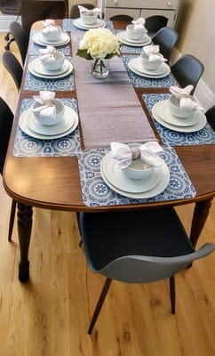 Table set for dining in a common area