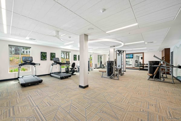 A fitness room equipped with exercise machines