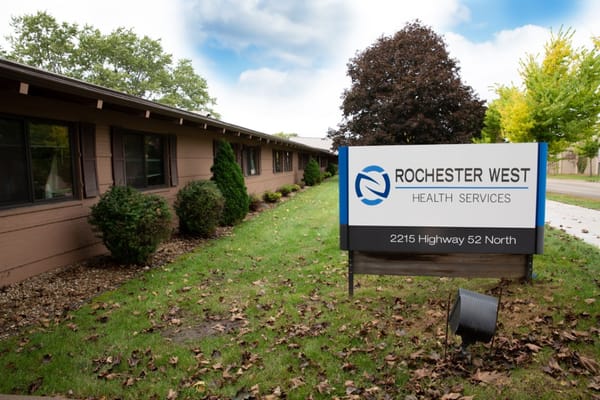 Sign for Rochester West Health Services outside the facility
