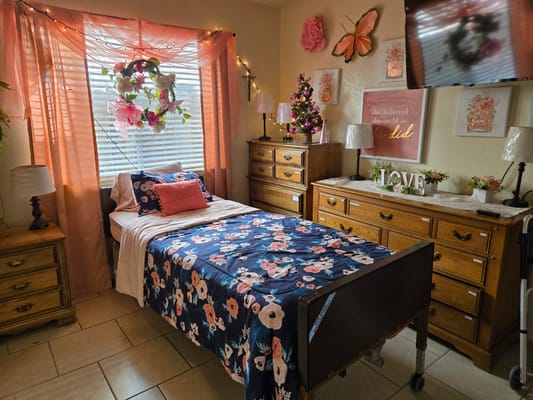 Cozy private room in a senior care facility