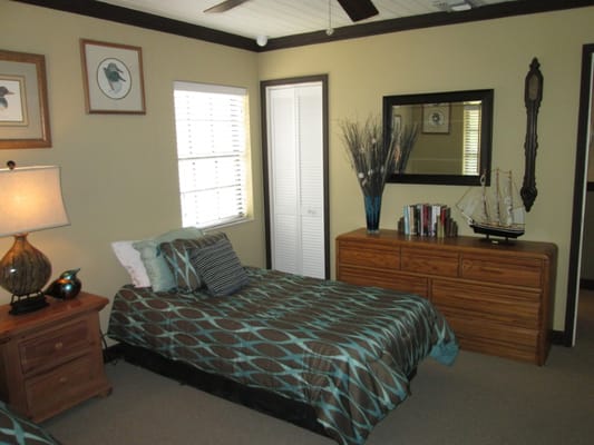 Cozy resident room with two beds and decor