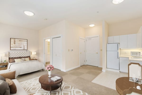 Bright and spacious studio apartment in a senior living facility