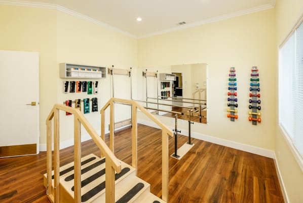 Interior rehabilitation room with exercise equipment