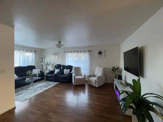 Bright common area with comfortable seating