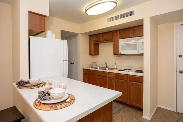 Cozy kitchen area in a senior living unit