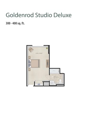 Architectural floor plan of a studio unit.