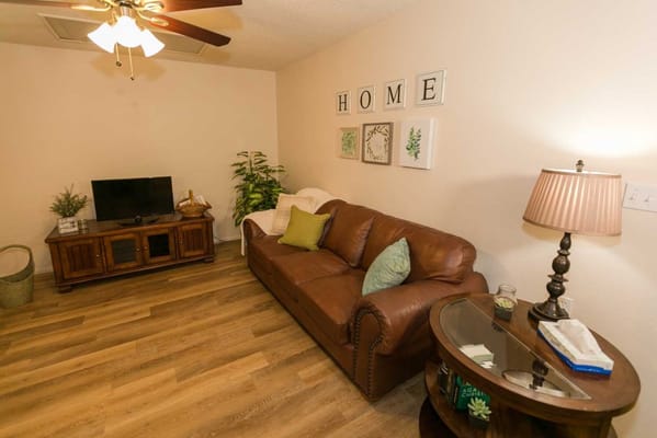 Cozy living room with a couch and decor