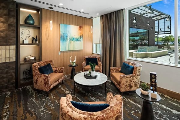 A comfortable interior lounge area with modern decor.