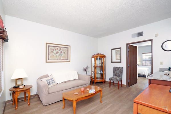 Cozy private living space with a couch and decor